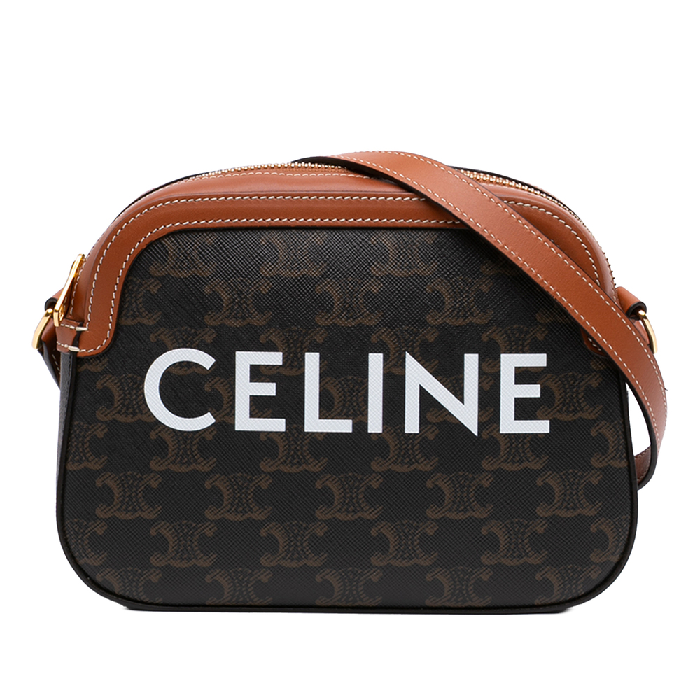 Pre-Loved Celine Small Triomphe Coated Canvas Logo Camera Bag